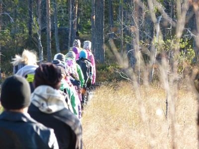 Ryhmä luontokokemuspolulla