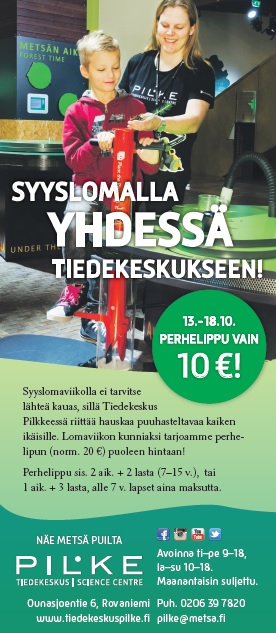 Tiedekeskuksen syysloma mainos