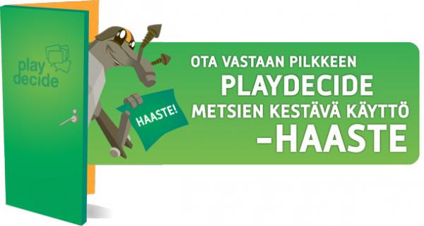 Tuksu-maskotti haastaa pelaamaan sovellusta